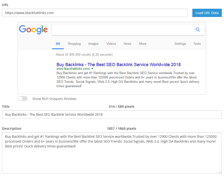 Google SERP Snippet Preview Tool - Perfect Meta Description Length