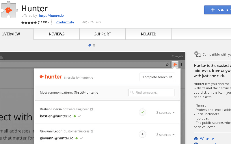 Hunter.io Chrome Extension