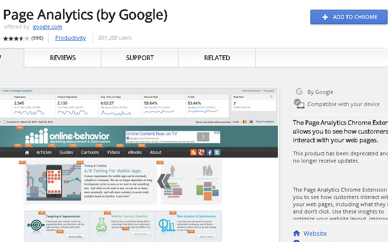 Page Analytics Chrome Extension