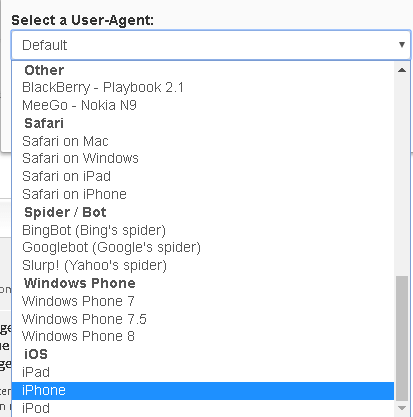 User Agent-Switcher Chrome Extension