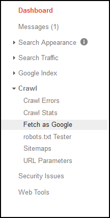 Old Google Search Console Menu