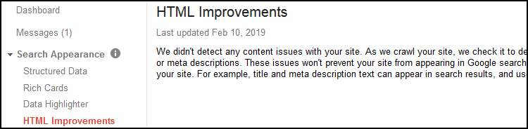 Google Search Console HTML Improvements